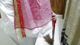 Indian sexy grandma gets rough fucked by grandson while cleaning her house